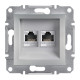 Розетка компьютерная RJ-45 двойная, алюминий, EPH4400161 Asfora Schneider