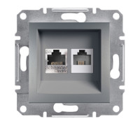 Розетка комп'ютерна+телефонна, сталь, EPH4900162 Asfora Schneider