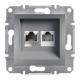 Розетка комп'ютерна+телефонна, сталь, EPH4900162 Asfora Schneider