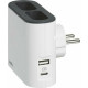 Блок угловой на 2 боковые розетки 6А с USB A+C, белый/серый, 49401 Legrand