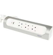 Угловой блок розеток с USB A+C, кабель 2 м, алюминий, 694502 Legrand