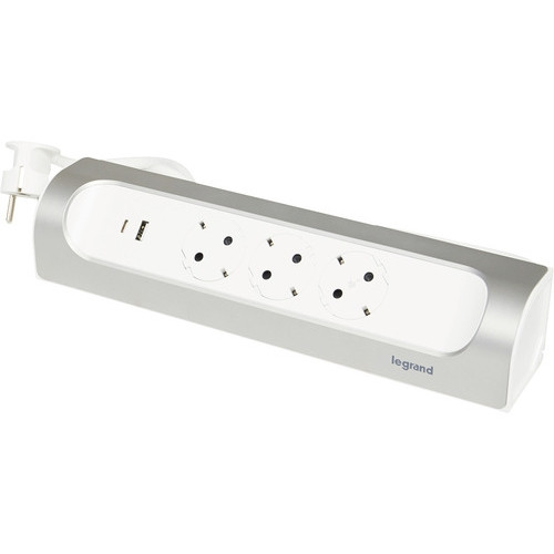Угловой блок розеток с USB A+C, кабель 2 м, алюминий, 694502 Legrand