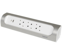 Угловой блок розеток с USB A+C, без кабеля, алюминий, 694504 Legrand