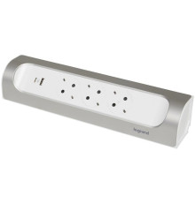 Угловой блок розеток с USB A+C, без кабеля, алюминий, 694504 Legrand