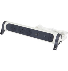 Удлинитель на 3 розетки 16 А с USB A+C, с УЗИП, кабель 1,5 м, белый/черный, премиум 694508 Legrand