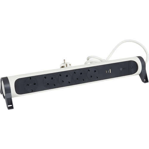 Удлинитель на 5 розеток 16 А с USB A+C, с УЗИП, кабель 1,5 м, белый/черный, премиум 694510 Legrand