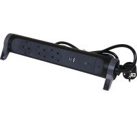 Удлинитель на 3 розетки 16 А с USB A+C, с УЗИП, кабель 1,5 м, черный, премиум 694512 Legrand