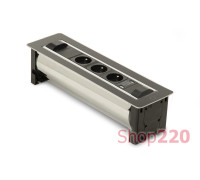 Вращающийся блок розеток 3х220В + USB тип А + С, черное стекло, Versaturn ASA 060.24F.00031