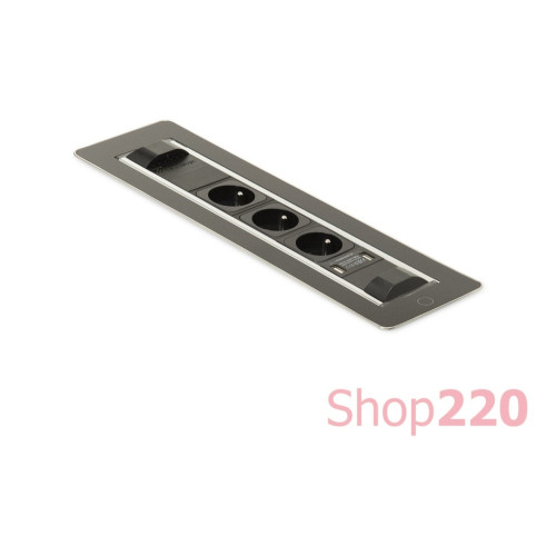 Вращающийся блок розеток 3х220В + USB тип А + С, черное стекло, Versaturn ASA 060.24F.00031