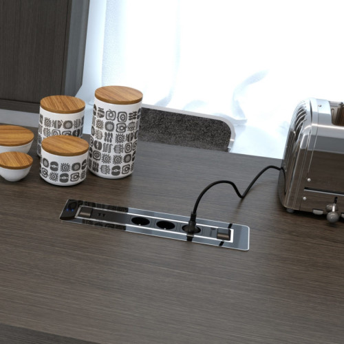 Вращающийся блок розеток 3х220В + USB тип А + С, черное стекло, Versaturn ASA 060.24F.00031