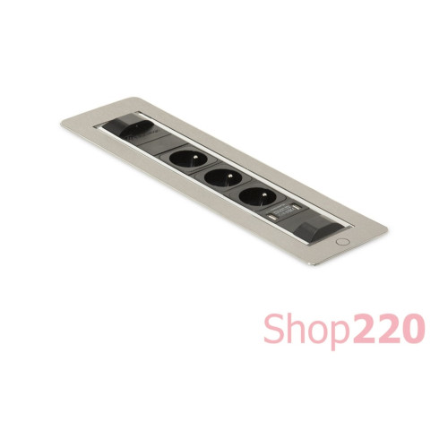 Вращающийся блок розеток 3х220В + USB тип А + С, нержавеющая сталь, Versaturn ASA 060.24F.00033