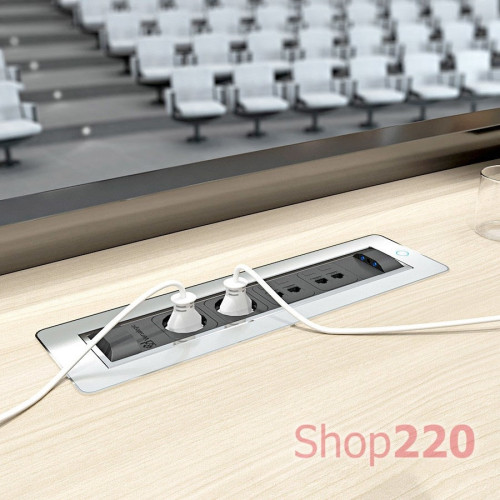 Вращающийся блок розеток 3х220В + USB тип А + С, нержавеющая сталь, Versaturn ASA 060.24F.00033