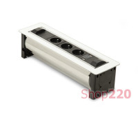 Вращающийся блок розеток 3х220В + USB тип А + С, белое стекло, Versaturn ASA 060.24F.00032