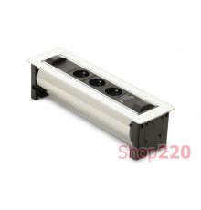 Вращающийся блок розеток 3х220В + USB тип А + С, белое стекло, Versaturn ASA 060.24F.00032