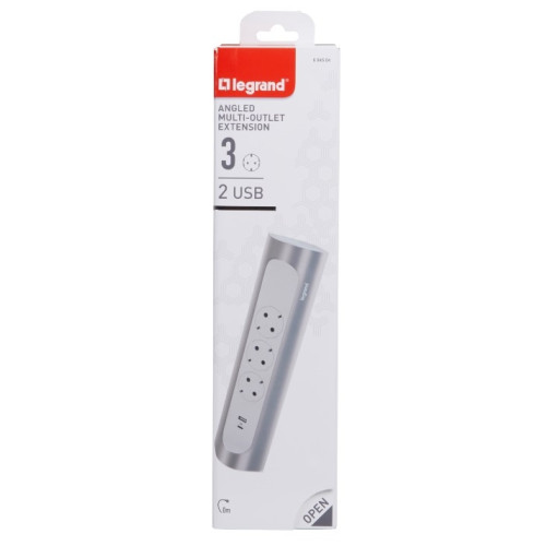 Угловой блок розеток с USB A+C, без кабеля, алюминий, 694504 Legrand