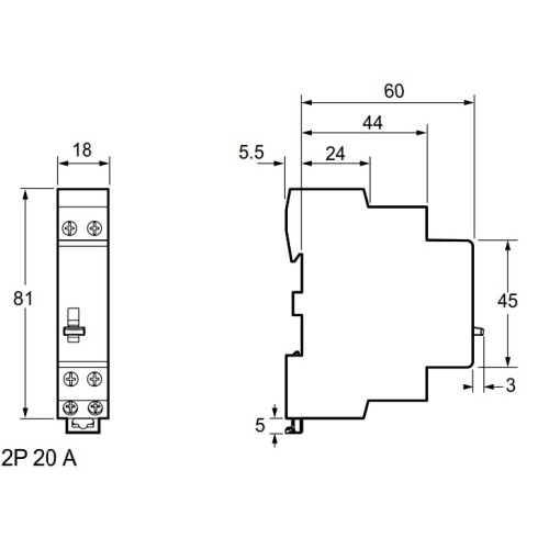 Контактор 20А, 2 полюса, Resi9 R9C20220 Schneider Electric