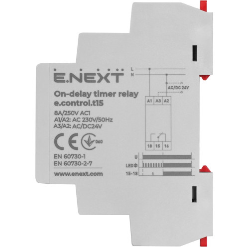 Реле задержки времени на включение, 8А, e.control.t15 Enext i0310027