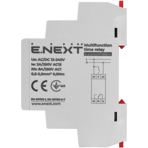 Реле времени многофункциональное, 8А, e.control.t06m Enext p0690012