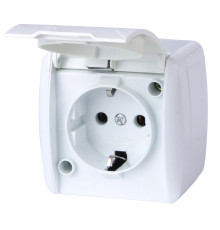 Розетка электрическая 16А, IP54, накладная, белый, e.aqua.1231.gr Enext s035056