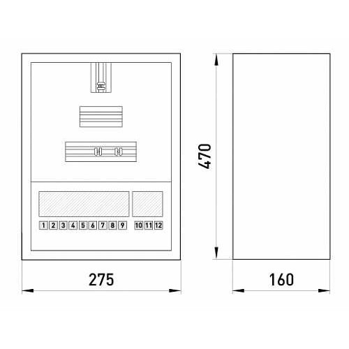 Щит для 3ф. счетчика + 12 модулей, навесной, e.mbox.stand.n.f3.12.z.e Enext s0100071