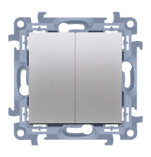 Выключатель двойной, серебро, SIMON10