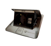 Лючок 220В + USB, алюминий, IP44, ElectroHouse EH-F008