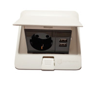 Лючок 220В + USB, белый, IP44, ElectroHouse EH-F009