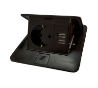 Лючок 220В + USB, черный, IP44, ElectroHouse EH-F010