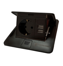 Лючок 220В + USB, черный, IP44, ElectroHouse EH-F010