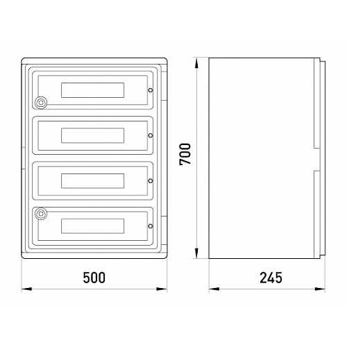 Щит ударопрочный на 88 модулей, прозрачная дверь, IP65, e.plbox.500.700.245.88m.tr ENEXT CP5116