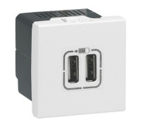 Розетка USB Type-A, белый, 2 мод., Mosaic New Legrand 278594L