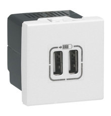 Розетка USB Type-A, белый, 2 мод., Mosaic New Legrand 278594L