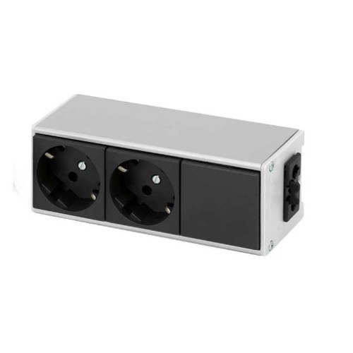 Розеточный блок на 2 (3) розетки К45, пустой, алюминий, Ofiblock COMPACT Simon KFC202/14
