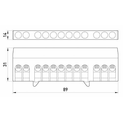 Шина нулевая в изолированном корпусе на 12 отверстий, e.bsi.pro.1.12 Enext p0650008