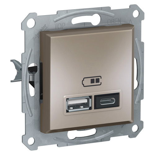 USB розетка тип А+С, бронза, EPH2700369 Schneider Electric Asfora