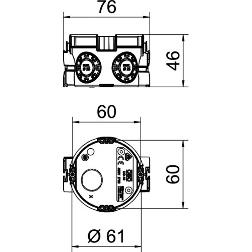 Подрозетник в кирпич/бетон, UG 46-GS Obo Bettermann