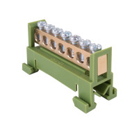 Шина земляная на din-рейку на 7 отверстий, e.bs.stand.1.7.green Enext s025006
