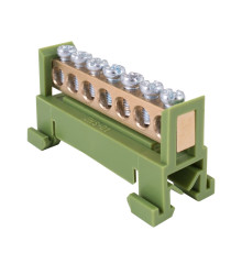 Шина земляная на din-рейку на 7 отверстий, e.bs.stand.1.7.green Enext s025006