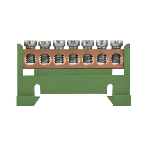 Шина земляная на din-рейку на 7 отверстий, e.bs.stand.1.7.green Enext s025006