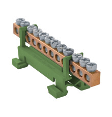 Шина земляная на din-рейку на 12 отверстий, e.bs.stand.1.12.green Enext s025008