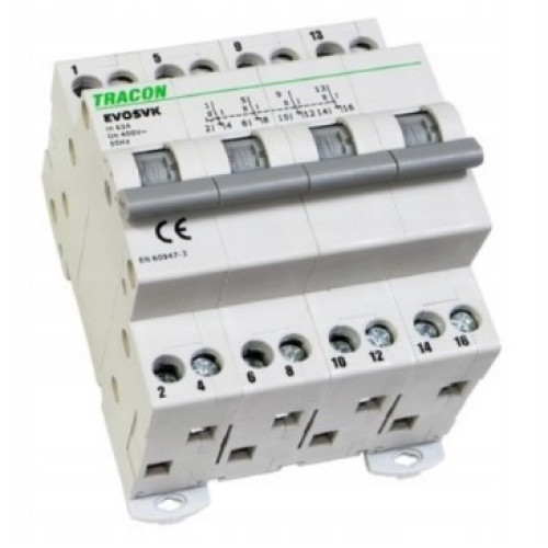 Переключатель на генератор I-0-II трехпозиционный 63 А, 4 полюса, SVK4-63 Tracon Electric