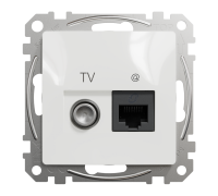 Розетка телевизионная и компьютерная TV+RJ45 кат. 6 UTP, белый, Sedna Design