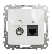 Розетка телевизионная и компьютерная TV+RJ45 кат. 6 UTP, белый, Sedna Design