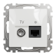 Розетка телевизионная и компьютерная TV+RJ45 кат. 6 UTP, белый, Sedna Design SDD111469T