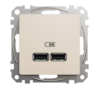 Розетка USB тип A+A, бежевый, Sedna Design