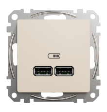Розетка USB тип A+A, бежевый, Sedna Design