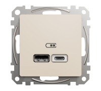 Розетка USB тип A+C 2,4A, бежевый, Sedna Design