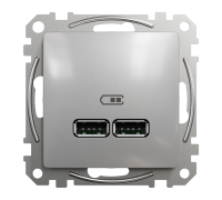 Розетка USB тип A+A, алюминий, Sedna Design