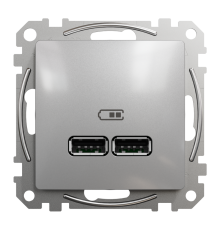 Розетка USB тип A+A, алюминий, Sedna Design