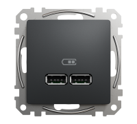 Розетка USB тип A+A, черный, Sedna Design